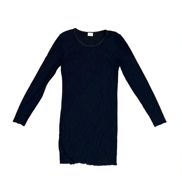 Aritzia Wilfred Black Lace Trouble Bodycon Mini Dress Sheer Long Sleeves Small - Picture 7 of 11